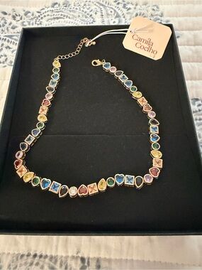 Camila Coelho Rainbow Crystal Link Necklace - Gold